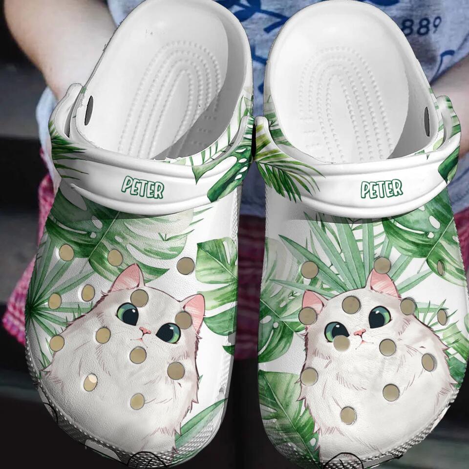 Personalized Tropical Cat Lovers Clog Slipper Shoes Printed QTDT2302