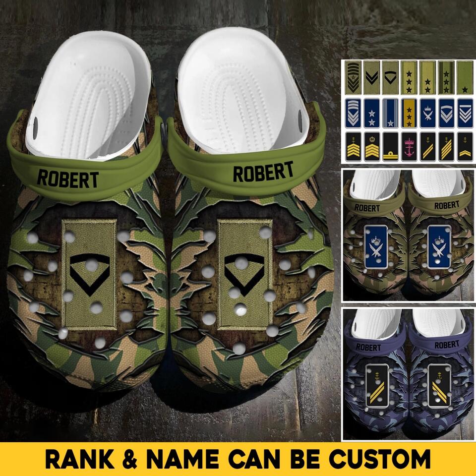 Personalized Norwegian Veteran/Soldier Rank Camo Clog Slipper Shoes Printed 23FEB-HQ24