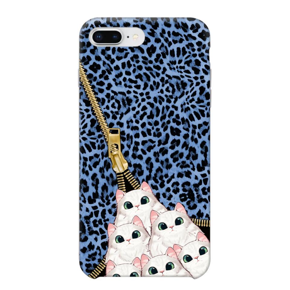 Personalized Cats with Colorful Leopard Skin Cat Lovers Gift Phonecase Printed 23FEB-HQ23