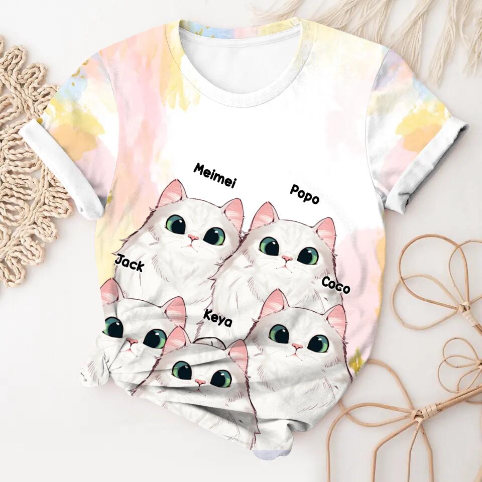 Personalized Cat Lovers 3D Printed Tshirts QTHQ2702