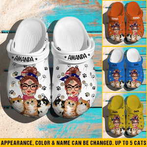 Personalized Cat Mom & Name Cat Lovers Gift Clog Slipper Shoes Printed PNDV2702