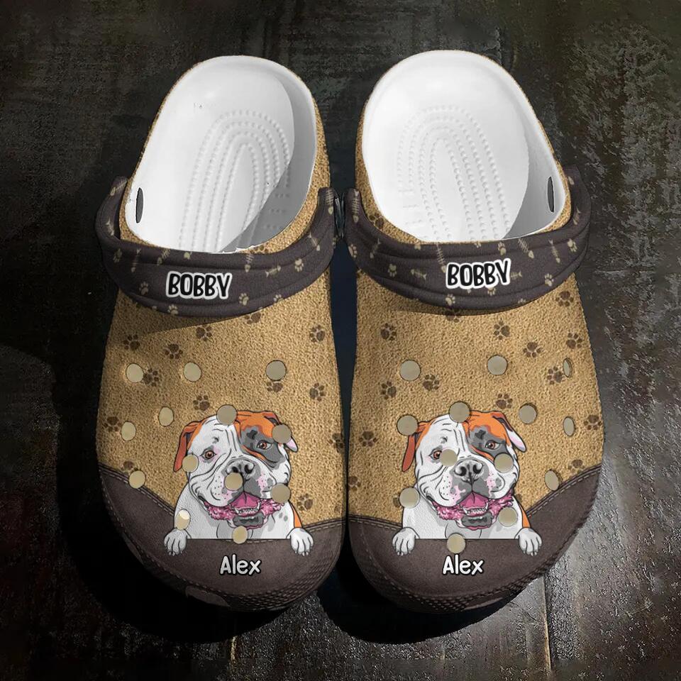 Personalized Colorful Background Dogs with Name Dog Lovers Gift Clog Slipper Shoes Printed PNDT2402