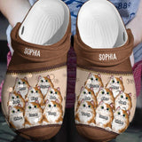 Personalized Colorful Background Cats with Name Cat Lovers Gift Clog Slipper Shoes Leather Printed 23FEB-VD23