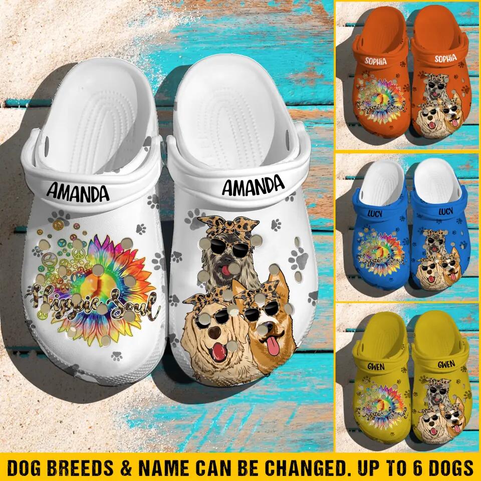 Personalized Hippie Soul Dog Lovers Leopard Clog Slipper Shoes Printed PNVD2702