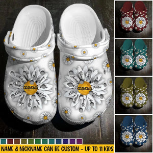 Personalized Grandma Nana Aunt Mom Sunflower Hippie Kid Name Clog Slipper Shoes Printed 23FEB-HQ27