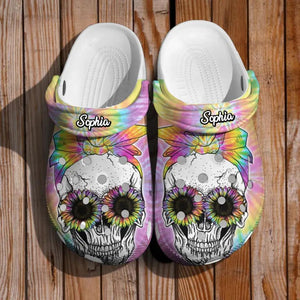 Personalized Hippie Skull Lover Clog Slipper Shoes Printed QTDT0103