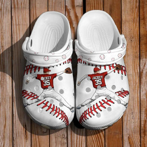 Personalized Baseball Player Clog Slipper Shoes  Printed  23FEB-DT28