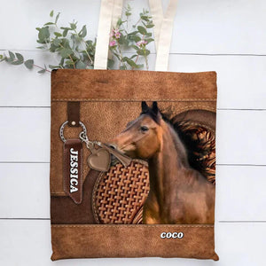 Personalized Upload photo Horse Mom Tote Bag/Leather wallet Printed QTHQ0103