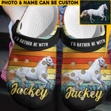 Personalized Upload Your Horse's Photo I'd Rather Be With Horse Clog Slipper Shoes Printed PNHQ2802