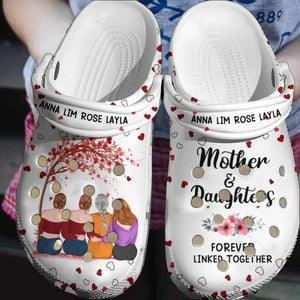 Personalized Mother And Daughters Forever Linked Together Clog Slipper Shoes Printed PNHQ0103