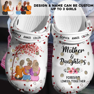 Personalized Mother And Daughters Forever Linked Together Clog Slipper Shoes Printed PNHQ0103