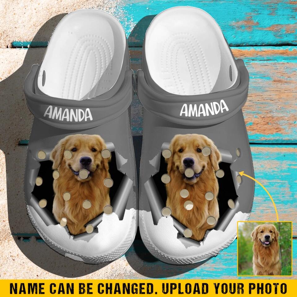 Personalized Upload Your Dog's Photo & Name Clog Slipper Shoes Printed PNVD2802