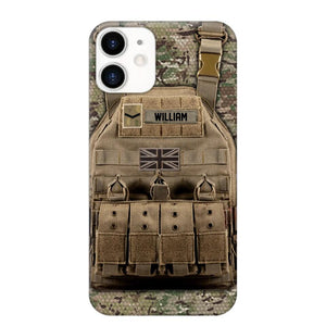 Personalized UK Veteran/Soldier Uniform Rank Camo Phonecase Printed 23MAR-DT01