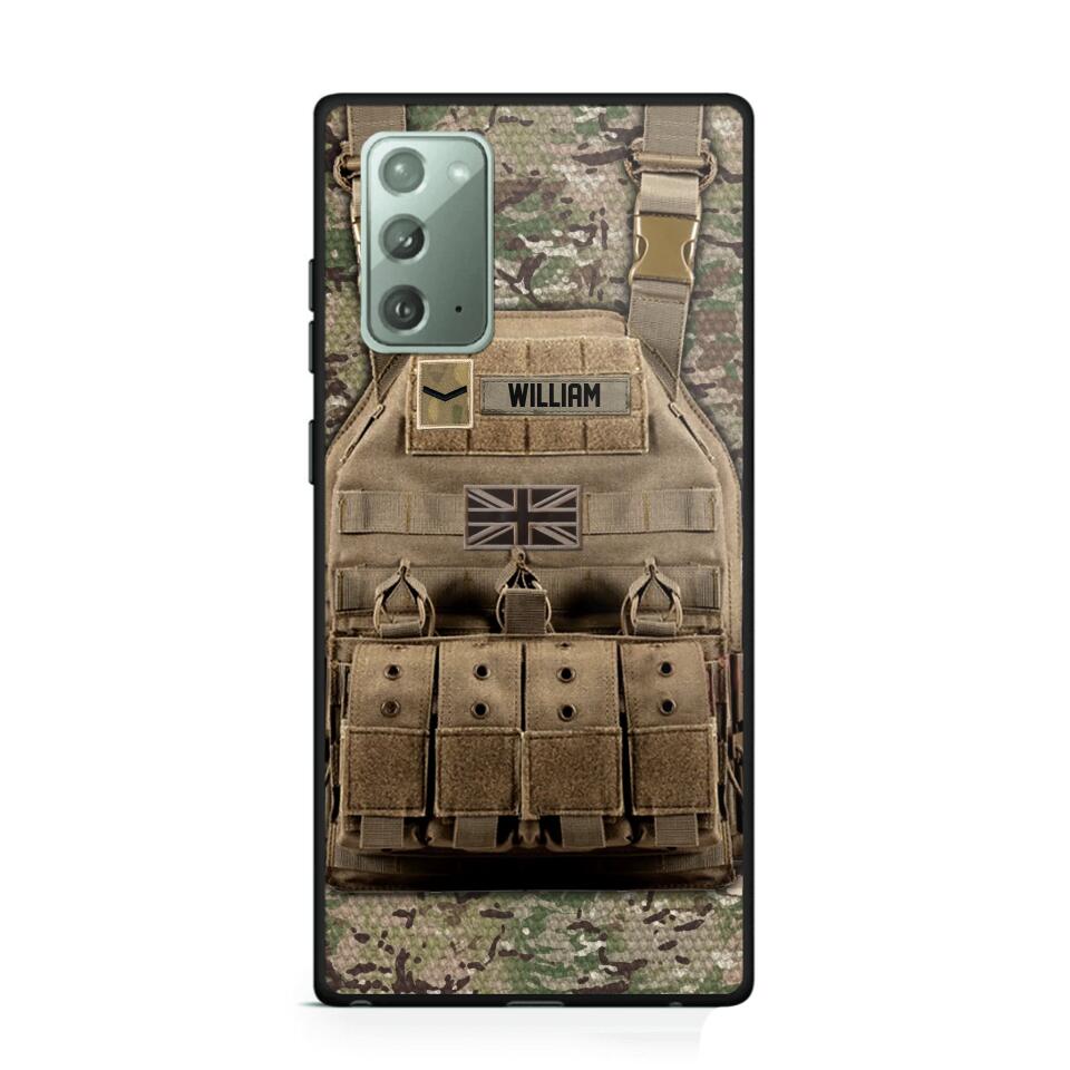 Personalized UK Veteran/Soldier Uniform Rank Camo Phonecase Printed 23MAR-DT01