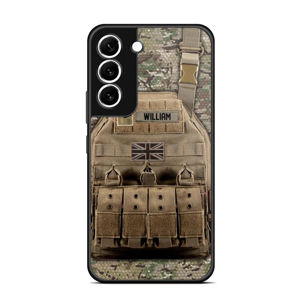 Personalized UK Veteran/Soldier Uniform Rank Camo Phonecase Printed 23MAR-DT01