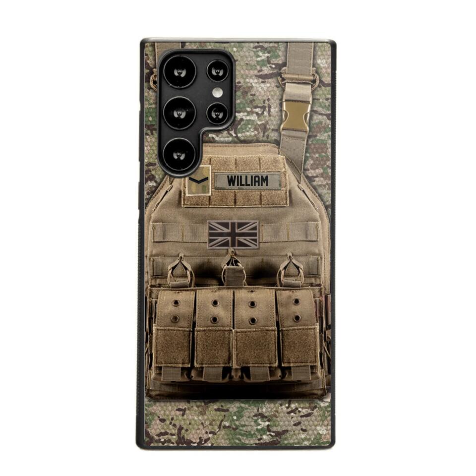 Personalized UK Veteran/Soldier Uniform Rank Camo Phonecase Printed 23MAR-DT01