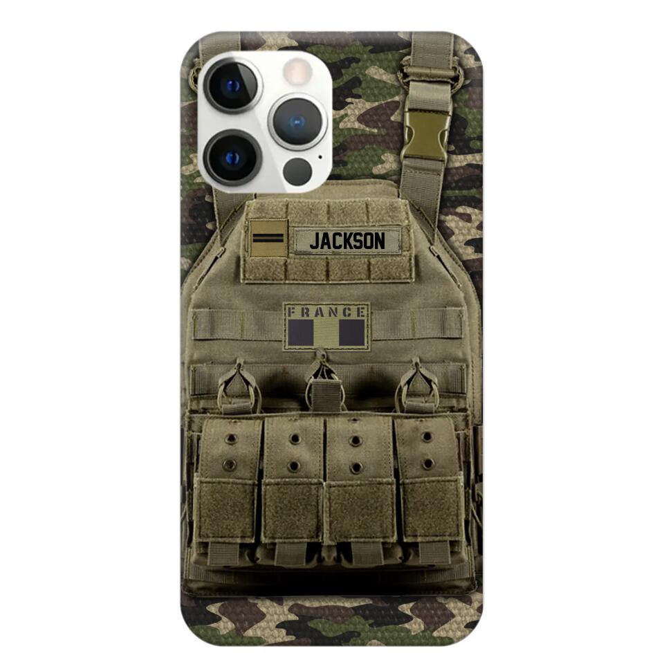 Personalized French Veteran/Soldier Uniform Rank Camo Phonecase Printed 23MAR-DT01