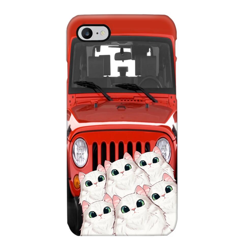 Personalized Cats Jeep Background Cat Lovers Gift Phonecase Printed 23MAR-HQ01