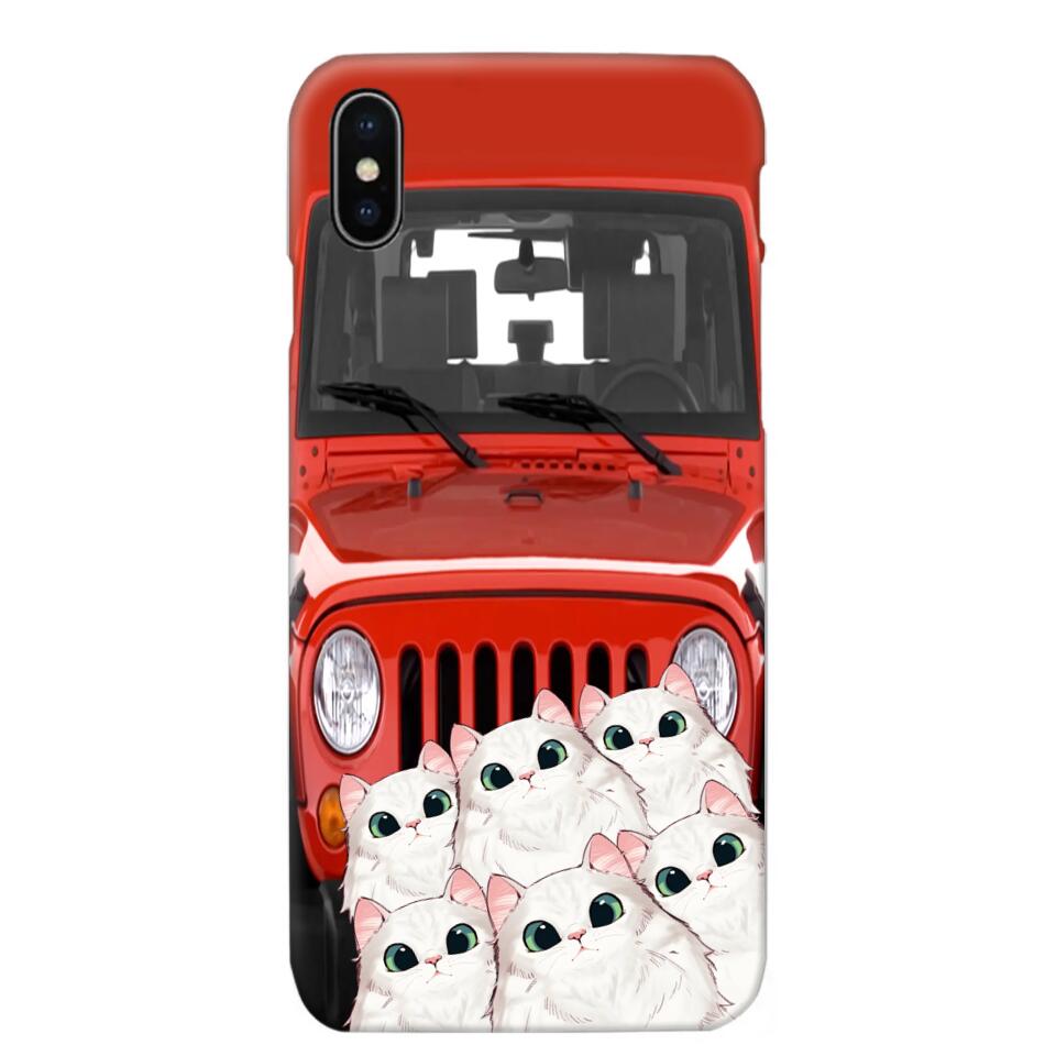 Personalized Cats Jeep Background Cat Lovers Gift Phonecase Printed 23MAR-HQ01