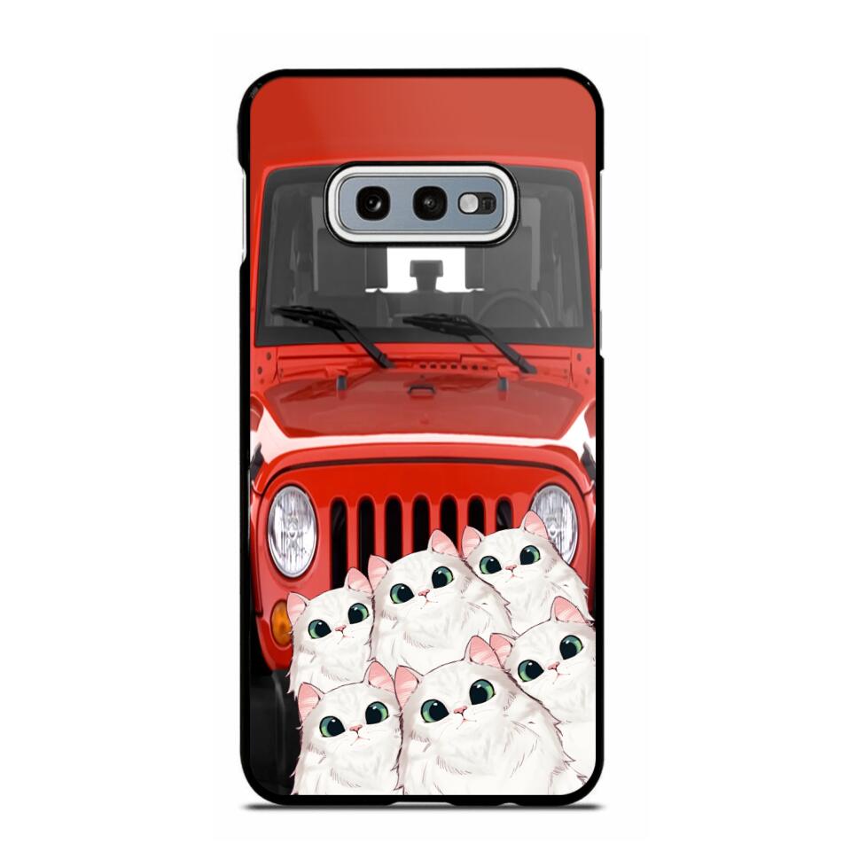 Personalized Cats Jeep Background Cat Lovers Gift Phonecase Printed 23MAR-HQ01