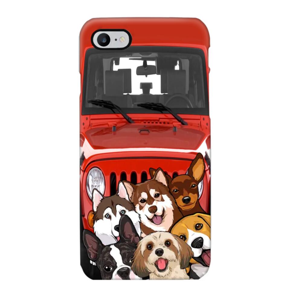 Personalized Dogs Jeep Background Dog Lovers Gift Phonecase Printed 23MAR-HQ01