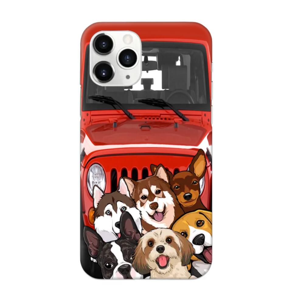 Personalized Dogs Jeep Background Dog Lovers Gift Phonecase Printed 23MAR-HQ01