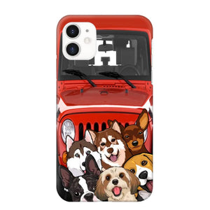 Personalized Dogs Jeep Background Dog Lovers Gift Phonecase Printed 23MAR-HQ01