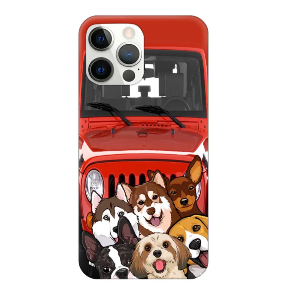 Personalized Dogs Jeep Background Dog Lovers Gift Phonecase Printed 23MAR-HQ01