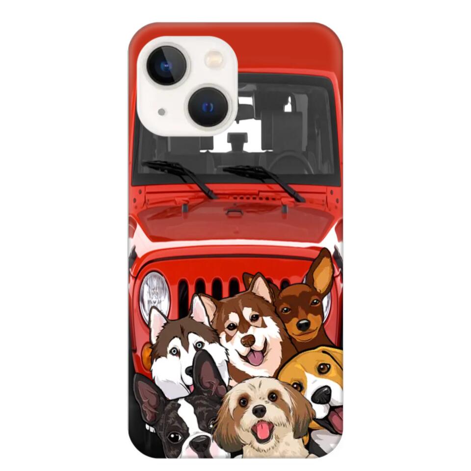 Personalized Dogs Jeep Background Dog Lovers Gift Phonecase Printed 23MAR-HQ01