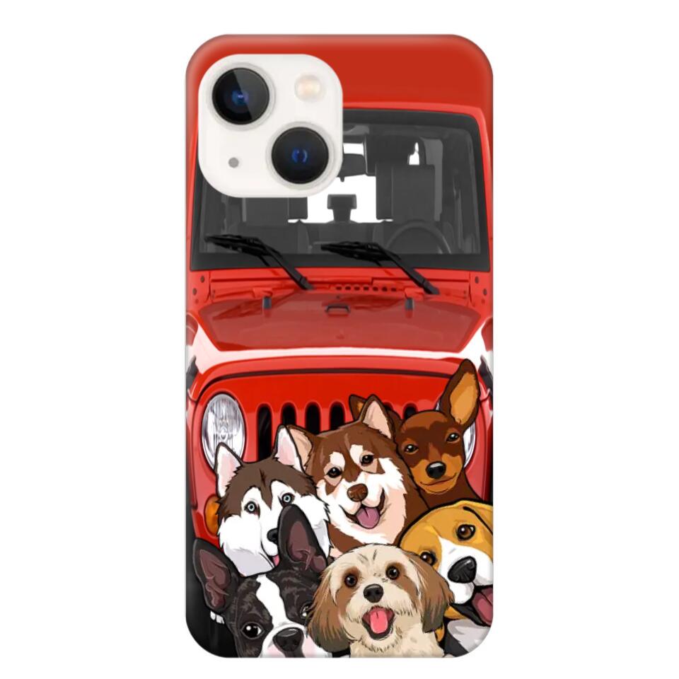 Personalized Dogs Jeep Background Dog Lovers Gift Phonecase Printed 23MAR-HQ01