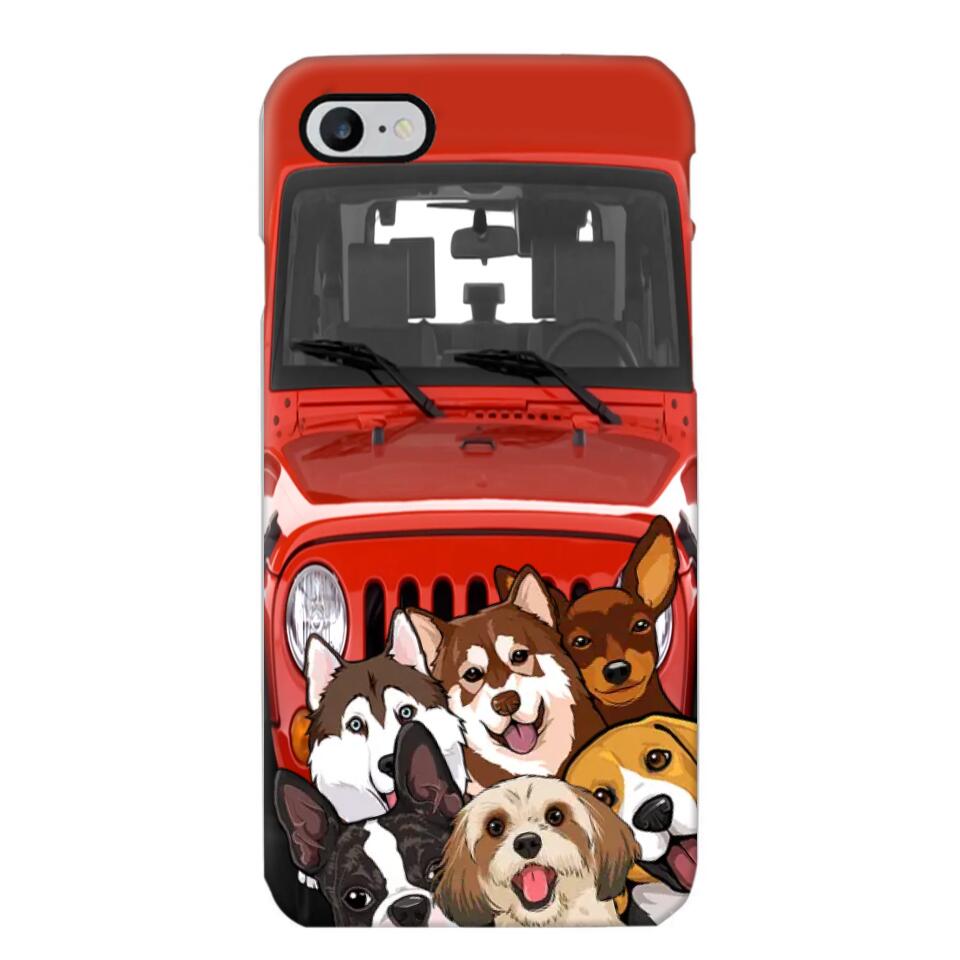 Personalized Dogs Jeep Background Dog Lovers Gift Phonecase Printed 23MAR-HQ01