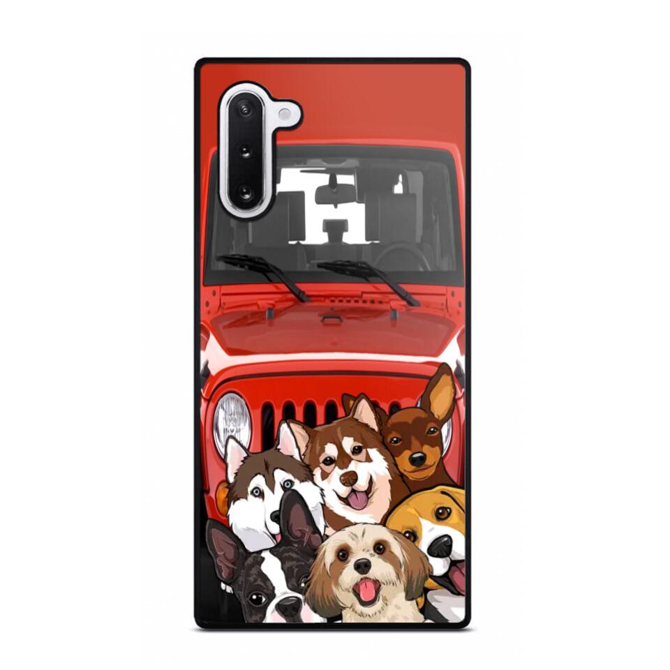 Personalized Dogs Jeep Background Dog Lovers Gift Phonecase Printed 23MAR-HQ01