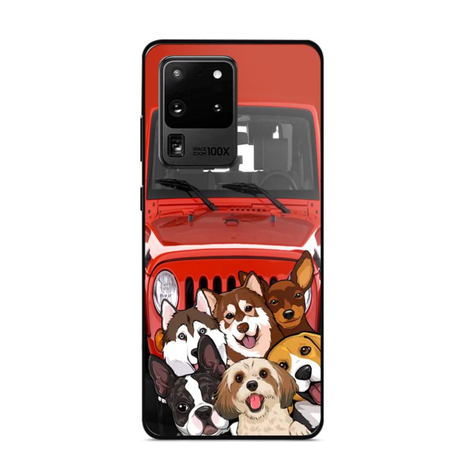 Personalized Dogs Jeep Background Dog Lovers Gift Phonecase Printed 23MAR-HQ01