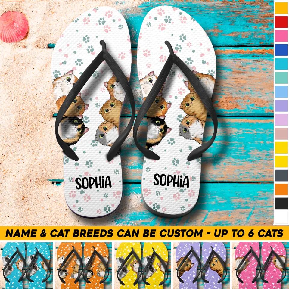 Personalized Cat Lovers Paw Flip Flops Printed PNHQ0103