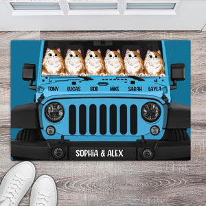 Personalized Cat Jeep Welcome Doormat Printed PNDT0203