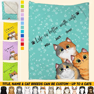 Personalized Cat Lovers Fur Mama Cats Are My Favorite People Quilt Blanket Printed 23MAR-HQ03