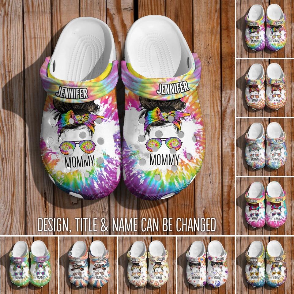 Personalized Colorful Background Mommy Clog Slipper Shoes Printed QTDT0303