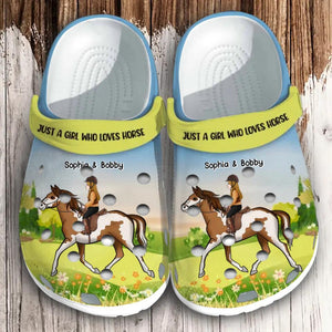 Personalized Just A Girl Who Love Horse Kid Clog Slipper Shoes Printed 23MAR-HQ03