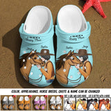 Personalized You Are My Happy Place Horse & Girl Clog Slipper Shoes Printed 23FEB-DT03