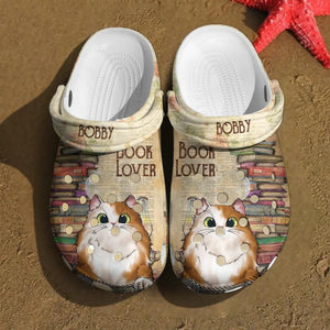 Personalized Book And Cat Lovers Clog Slipper Shoes Printed PNDT0203