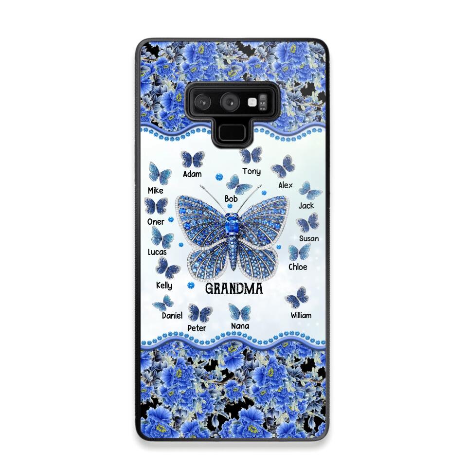 Personalized Butterflies & Flowers Grandma with Kid's Name Phonecase Printed 23MAR-DT04