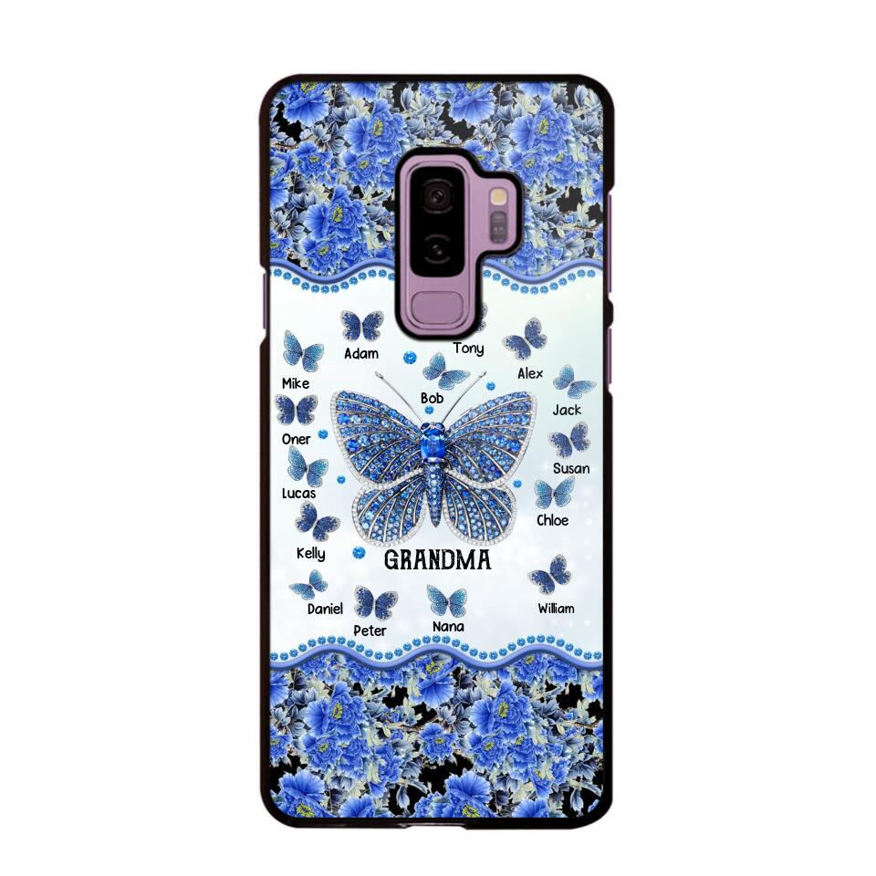 Personalized Butterflies & Flowers Grandma with Kid's Name Phonecase Printed 23MAR-DT04