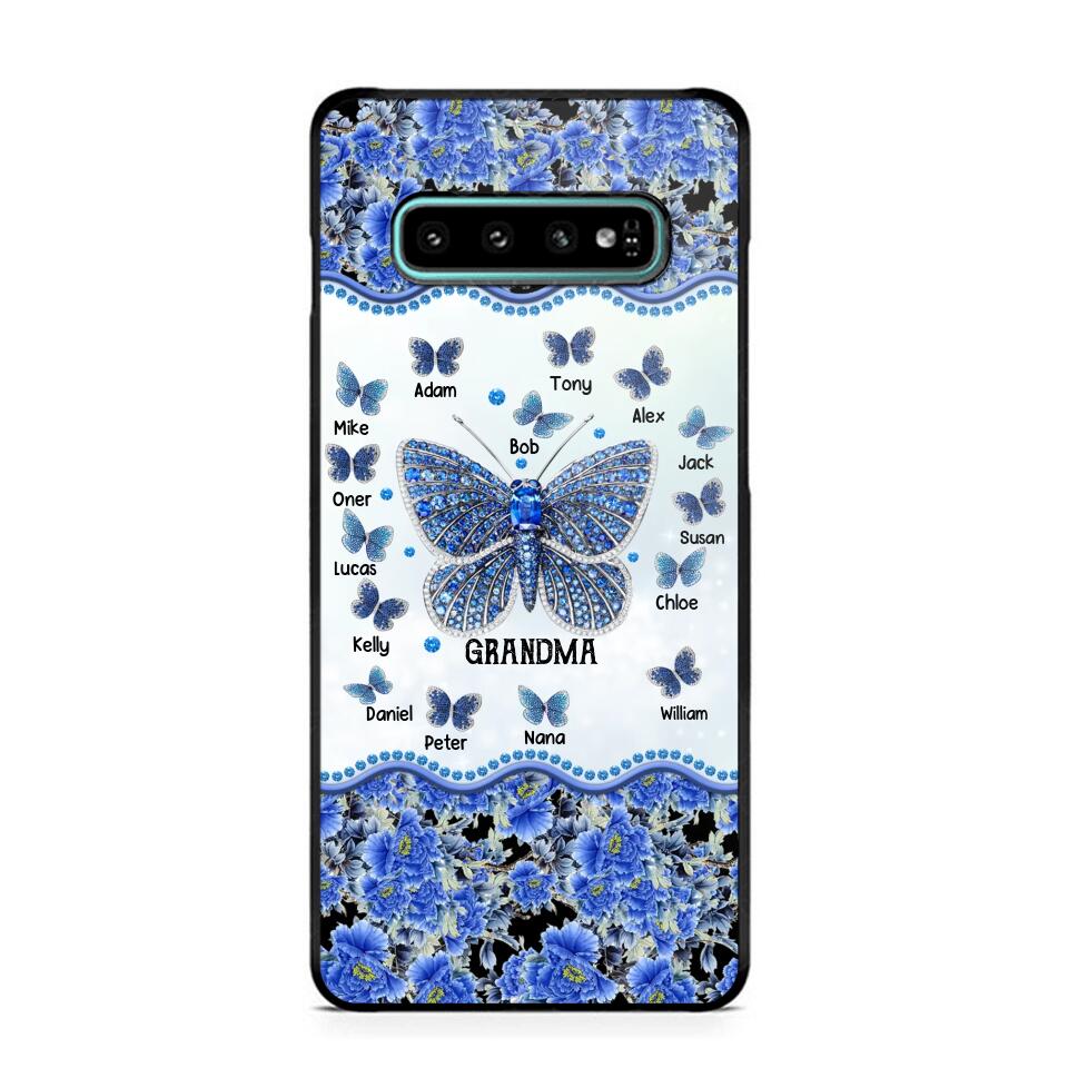 Personalized Butterflies & Flowers Grandma with Kid's Name Phonecase Printed 23MAR-DT04