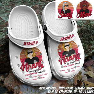 Personalized The Original Multi-Trasking Master Grandma Mommy Nanny Aunt Kid Name Clog Slipper Shoes Printed QTDT0403