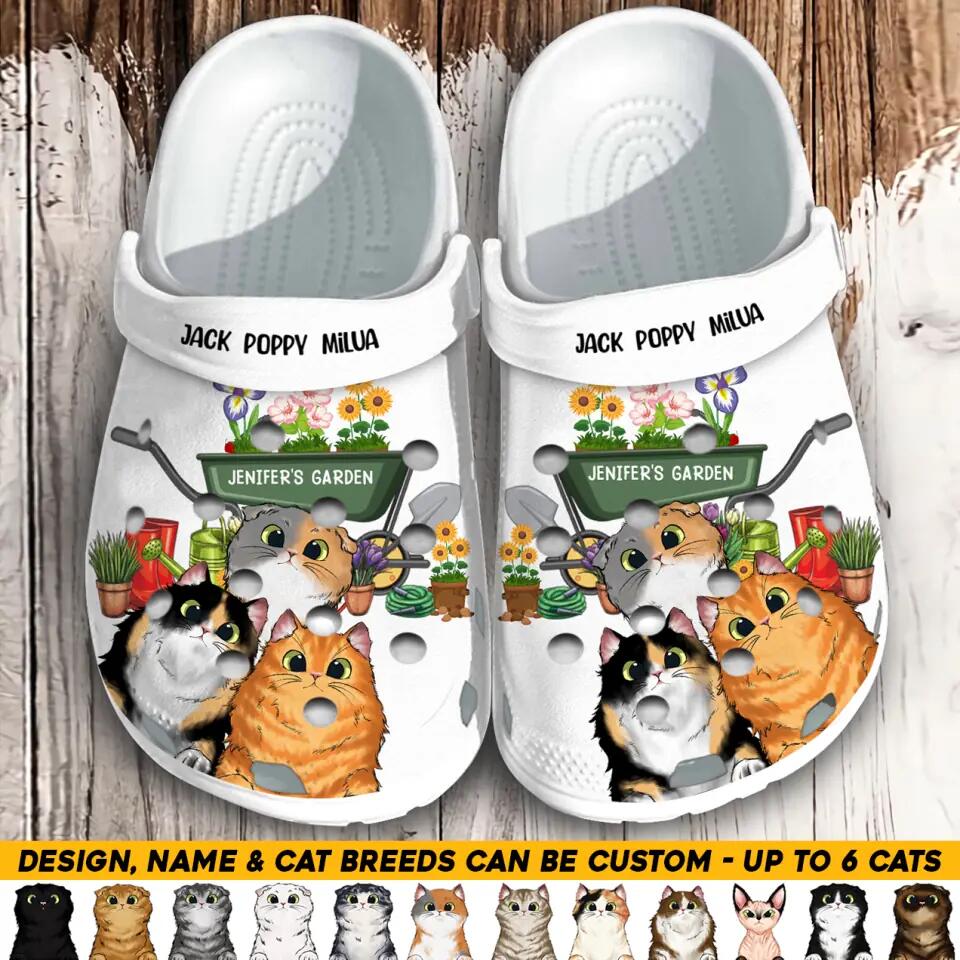 Personalized Garden Cat Lovers Gift Clog Slipper Shoes Printed 23MAR-HQ04