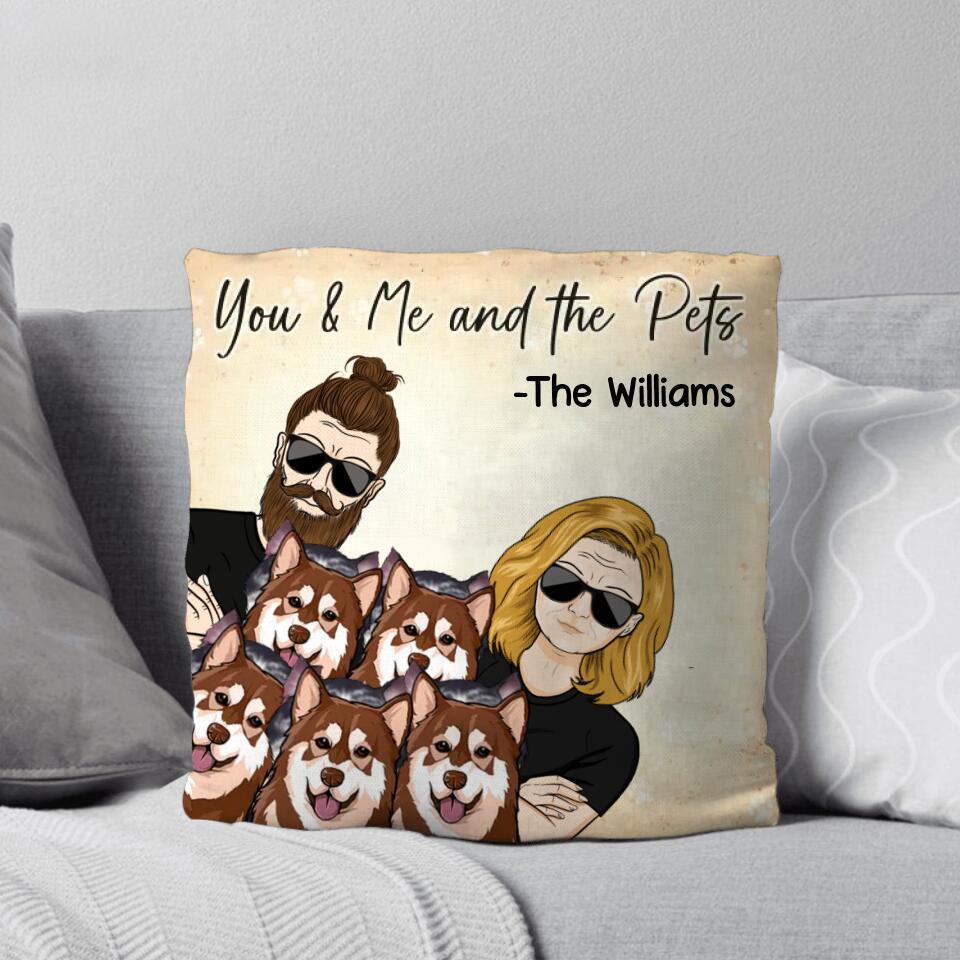 Personalized You Me And The Pets Dog and Cat Couple Pillow Printed QTHQ0603