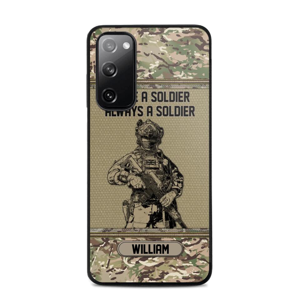 Personalized UK Soldier Once A Soldier Always A Soldier Camo Phonecase Printed 23MAR-DT07