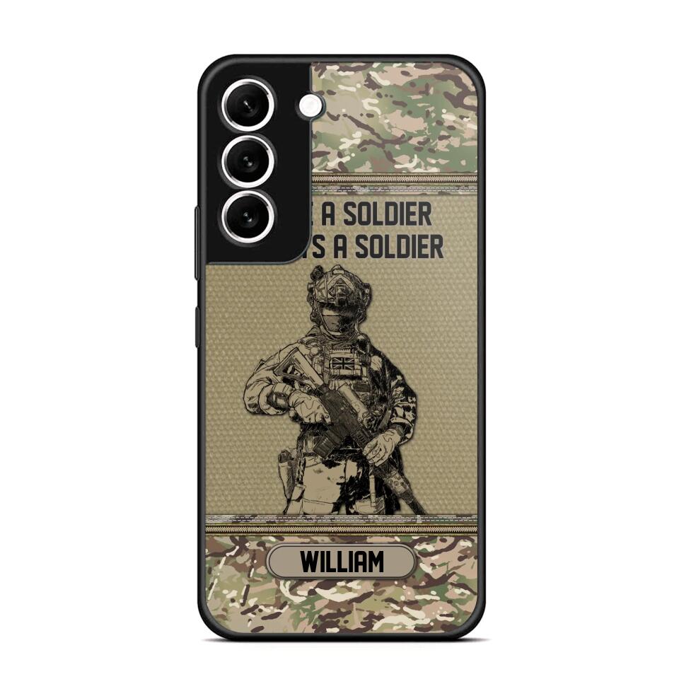 Personalized UK Soldier Once A Soldier Always A Soldier Camo Phonecase Printed 23MAR-DT07