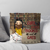 Personalized Just A Girl Who Loves Books And Cats Pillow Printed QTHQ0703