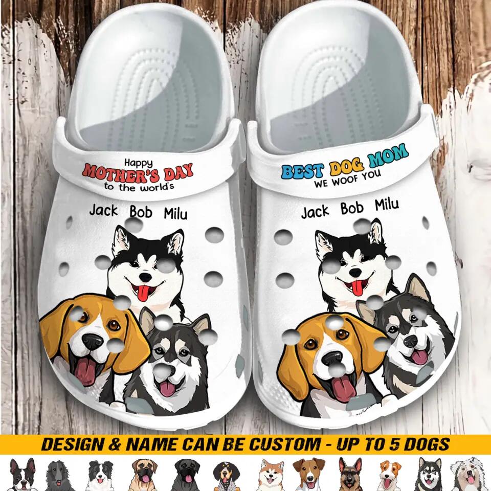 Personalized Happy Mother's Day To The World Best Dog Mom Clog Slipper Shoes Printed 23MAR-HQ07